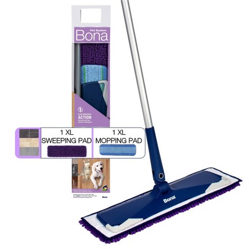 Let op Recreatie geeuwen Bona Pet Floor Mop Starter Kit - 2 In 1 Wet + Dry Floor Sweeping + Mopping  - 1 Mop, 1 Reusable Sweeping Pad, 1 Reusable Mopping Pad : Target