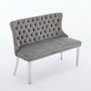 TOBILI Velvet Double Dining Loveseat Bench, Kitchen & Dining Seating, 2-Seat Tufted Bench w/Handmade Buttons,Brushed Silver Stainless Steel Legs - 4 of 4