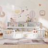 Safstar Full Size Montessori Floor Bed w/ Bookcase Storage Shelves & Safety Fence Rails - 4 of 4