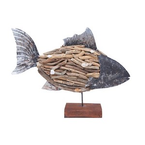 Beachcombers Driftwood Fish with Metal & Shell - 1 of 1