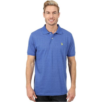 U.s. Polo Assn. Mens Solid Pique Polo With Small Pony Cobalt Heather ...