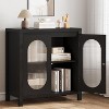 30.1" Coffee Bar Cabinet with Fluted Glass Doors, Farmhouse Kitchen Sideboard Buffet, Black - 4 of 4