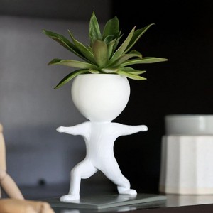 White Plastic Flower Pot for Desk Decoration,Decorative Plant Pot for Home Decor,Succulent Pot - 1 of 2