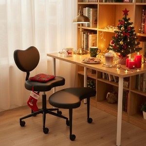 Homy Casa Cross-Legged Meditation Desk Chair with Adjustable Height, Lumbar Support and Rolling Stool - 1 of 4