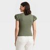 Women's Ribbed Puff Short Sleeve Blouse - A New Day™ - 2 of 4