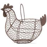 tagltd Farmhouse Vintage Chicken Egg Wire Basket with Handle for Kitchen Living Room Home Decor Storage Collecting
