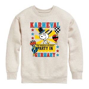 Boys' - Peanuts - Karneval Biggest Oldest Party Germany Graphic Long Sleeve Fleece Sweatshirt - 1 of 4