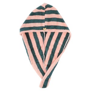 Unique Bargains Women's Stripe Hair Drying Towel  1 Pc - 1 of 3