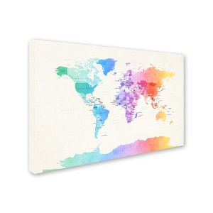 Trademark Fine Art -Michael Tompsett 'Watercolor Political World Map' Canvas Art - 1 of 3