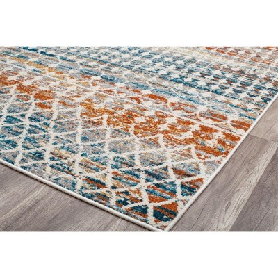 Amelie Ivory Abstract Vintage Synthetic Round Rug, 8'x10'