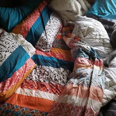 Boho Stripe Soft Sheet Set Turquoise/Tangerine 6Pc Queen in 2023