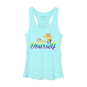 Adult Design By Humans Bee Yourself Rainbow Pride By AmusingDesignCo Racerback Tank Top - 1 of 2
