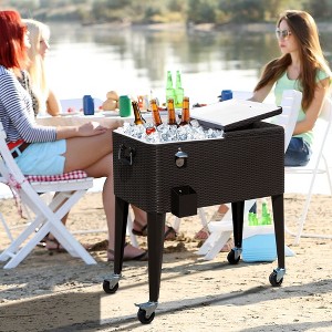 Wooakway 80 QT Hard-Sided Plastic Cooler Box with Wheels Portable Ice Chest with Drainage Plug Rolling Cooler with Bottle Opener - 1 of 4