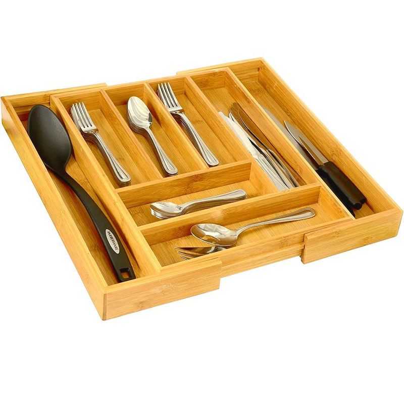 Expandable Cutlery Bamboo Kitchen Utensils and Flatware Drawer Divider - Drawer Utensils Organizer - Homeitusa, 5 of 9