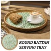 Aoibox Round Rattan Tray with Mother of Pearl Inlay, Decorative Wicker Serving Tray, Wooden Base Woven Basket for Bread Fruits Coffee - 4 of 4