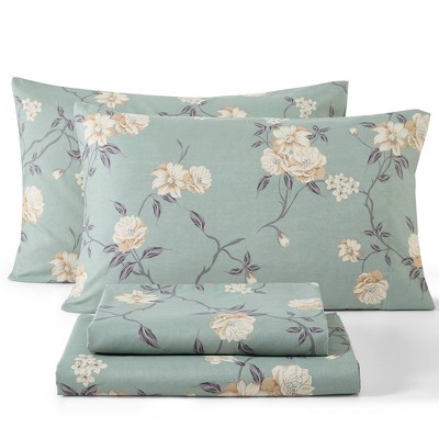 HLC.ME Floral Bed Sheets - Bed Sheet Set - Wrinkle Resistant & Ultra Soft - Fits Mattresses up to 15 Inches Deep