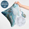 Americanflat 16"x16" Abstract Marble Design Throw Pillow with Premium Polyester - White and Blue - 3 of 4