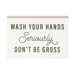 Totalee Gift MDF Wash Your Hands. Block Decor Metal White - 1 of 2