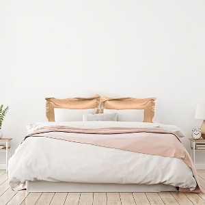 PiccoCasa Satin Silky Oxford Machine Washable Envelope Closure Euro Sham Pillowcases 2 Pcs - 1 of 4