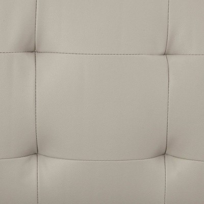 Gray Faux Leather Tufted Two-Piece Sectional Sofa with Wood Legs