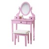 NicBex Wooden Makeup Vanity Desk and Upholstered Stool Set with Adjustable Oval Mirror and 3 Storage Drawers for Bedroom - 2 of 4