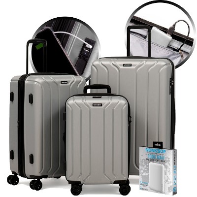 Nonstop New York 3 Piece Set (20 24 28) 4-wheel Luggage Set + Powerbank  & 3 Packing Cubes, Silver : Target