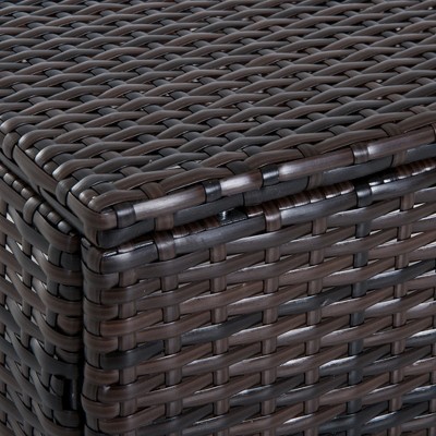 Handwoven PE Rattan 52cm Outdoor Ottoman with Cream Soft Cushion