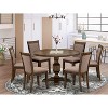 HomeStock 7-Piece Distressed Jacobean Finish Solid Wood Top Dining Table with 6 Parson Chairs - 2 of 4