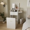ELECWISH Vanity Set with Flip-top Mirror and Lights, Compact Mini Dressing Table with Fold-up Panel and Storage Chair - 2 of 4