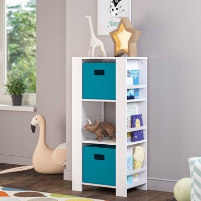 White Kids Bookshelf and Toy Organizer with Cubbies