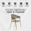 LeisureMod Dining Chair Upholstered Leather Armchair Velvet Accent Ergonomic Padded Seat and Back Durable Stainless Steel Base Bella Series - 3 of 4
