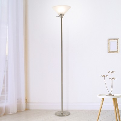 Torchiere Floor Lamp with Sturdy Metal Base and Frosted Glass Shade (Includes LED Light Bulb) Bronze - Lavish Home