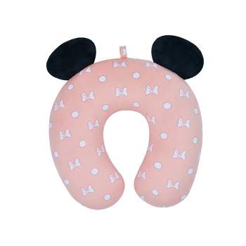 Ful Disney Minnie Mouse Bows and Polka Dots Portable Travel Neck Pillow, Pink