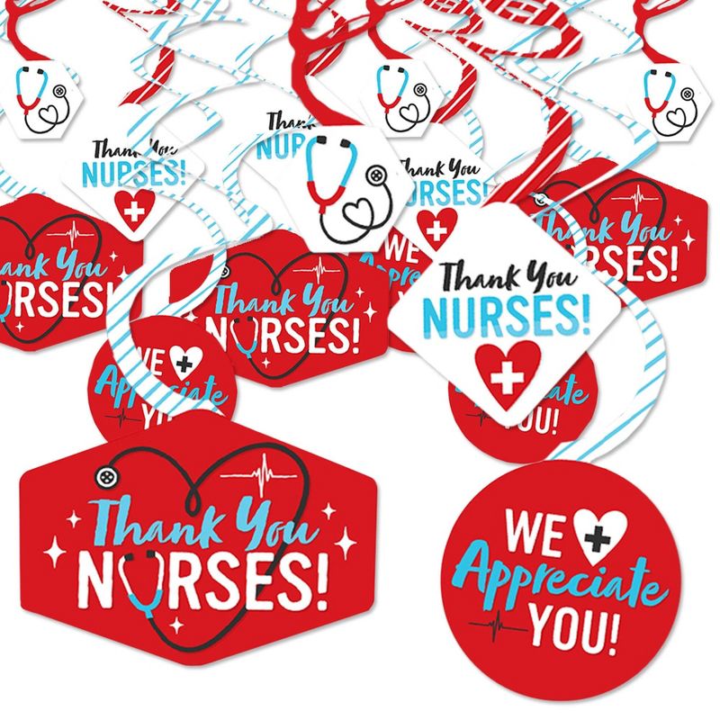 Big Dot of Happiness Thank You Nurses - Nurse Appreciation Week Hanging Decor - Party Decoration Swirls - Set of 40, 1 of 9