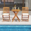 Costway Outdoor Folding Chairs Set of 4 Acacia Wood High-Back Chair with Seat Cushions Beige/Navy/Red - image 4 of 4