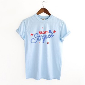 Simply Sage Market Women's Western Stars and Stripes Short Sleeve Garment Dyed Tee - 1 of 4