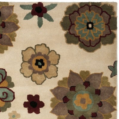 Ivory Floral Hand Tufted Wool Area Rug 3'6" x 5'6"