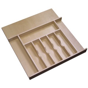 Rev-A-Shelf Trim-to-Fit Silverware Drawer Organizer For Kitchen Utensil Cutlery Cabinet Storage, Natural Maple Wood Compartment Tray Insert - 1 of 4