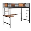 CAVINAS Twin Size Metal Loft Bed with Ladder & Fence,Modern Bed Frame with Desk for Bedroom,Study - 3 of 4