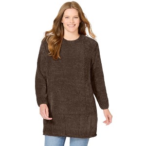 Woman Within Crewneck Chenille Sweater - 1 of 4