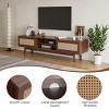 GlasFlength TV Stands and Consoles Rattan TV Stand Wood TV Stand Mid Century Modern TV Stand TV Media Console for Living Room, Brown, 68"*18"*5" - 3 of 4