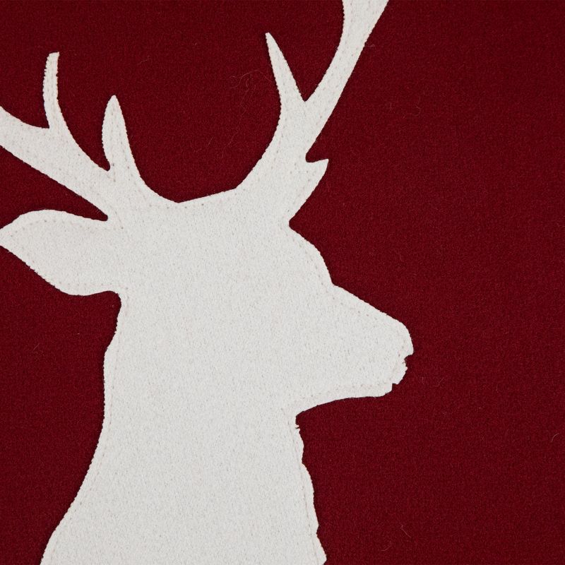 Northlight 18" Maroon and Beige Deer Head Worsted Christmas Square Throw Pillow, 3 of 7