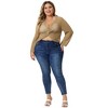 Agnes Orinda Women's Plus Size Knitted V-Neck Ruched Cross Front Hollow Out Long Sleeve Cover Up Tops - 3 of 4