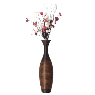 Uniquewise  38-inch Tall Artificial Rattan Floor Vase in Elegant Beige - Statement Piece for Living Room Decor, Entryway, or Hallway