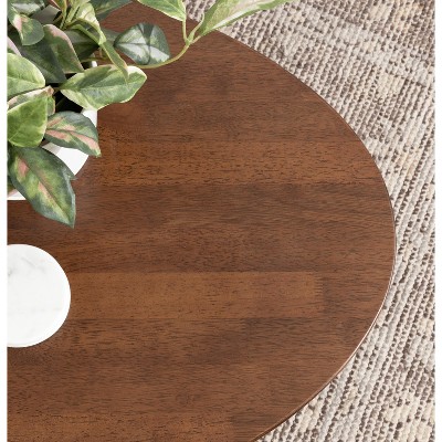 Walnut Brown Mid-Century Modern Oval Coffee Table with Storage