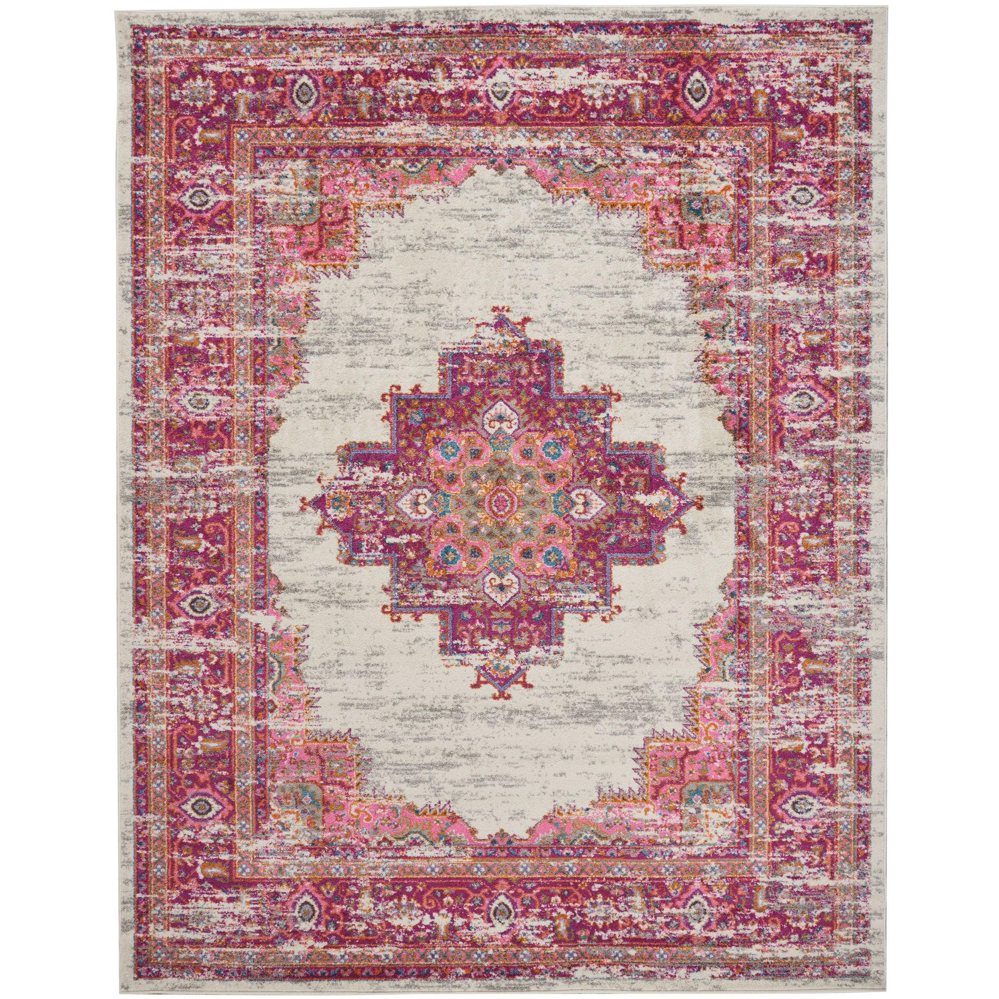 Nourison Passion 8' x 10' Ivory/Fuchsia Bohemian Indoor Rug