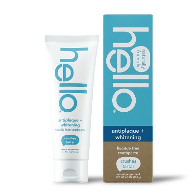 hello Antiplaque and Whitening Fluoride-Free Toothpaste , sls Free and Vegan , 4.7oz