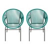 Modern Patio Polyethylene Rattan Trumpet Chair Set of 2,Outdoor Patio Club Chair with Iron Frame,Curved Back Armless Accent Chair-Coolbibila - 2 of 4