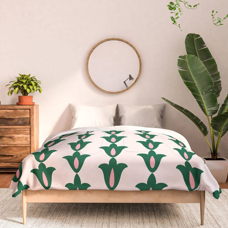 Deny Designs Maritza Lisa Retro Green Floral Comforter Set Green, 3 of 4