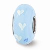 Black Bow Jewelry Fenton Blue Hand Painted Snowman Glass & Sterling Silver Bead Charm - 2 of 4